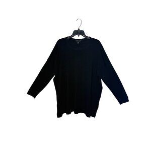 Eileen Fisher Black Oversized Extra Fine Merino Wool Tunic Sweater Size XL
